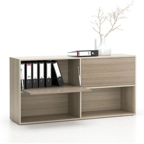 Kancelársky policový regál LAYERS, dlhý, 2 boxy, 1582 x 400 x 777, dub prírodný / dub morený