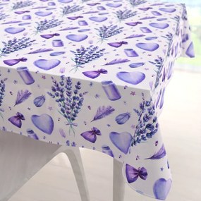 Biante Dekoračný štvorcový obrus PML-055 Levandule a srdcia na bielom 60x60 cm
