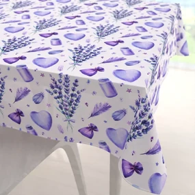 Biante Dekoračný štvorcový obrus PML-055 Levandule a srdcia na bielom 80x80 cm