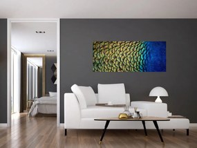 Obraz - Pávie perie (120x50 cm)