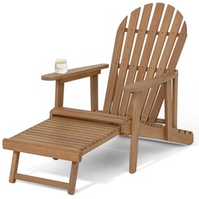 Adirondack relaxačné kreslo s vyťahovacou opierkou nôh, prírodné