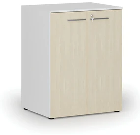 Kancelárska skriňa s dverami PRIMO WHITE, 2 police, 1027 x 800 x 640 mm, biela/breza