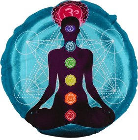 Dini Meditačná taburetka, jogín a 7 čakier, vysoká, modrá