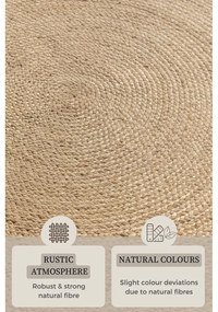 Slonovinový obojstranný jutový okrúhly koberec ø 200 cm Braided Ivory – Hanse Home
