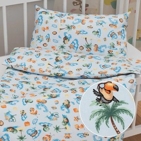 Biante Detské bavlnené posteľné obliečky do postieľky Sandra SA-535 Morské zvieratká na svetlo modrom Do postieľky 90x140 a 40x60 cm