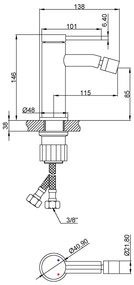 Invena Kalitea, bidetová batéria h-146, čierna matná, INV-BB-72-004-V