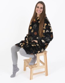 Baránková mikina mikroplyš – Psie labky čiernej veľkosť M