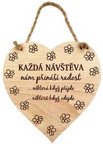 AMADEA Drevené srdce s textom Každá návšteva.., masívne drevo, 16 x 15 cm