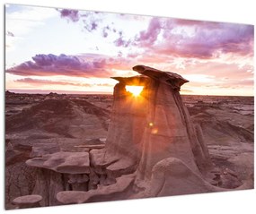 Obraz - západ slnka na púšti (90x60 cm)