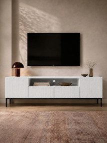 TV stolík Nicole 200 cm s otvorenou policou - biely mat / čierna