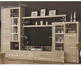 Kondela Obývacia stena, dub sonoma,  ATLANTIS NEW