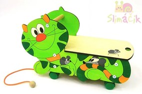 Vozík Mačička zelená - box na hračky