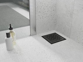 Mexen Flat-Q M01 štvorcová podlahová vpust 12 x 12 cm, čierny - 1710312