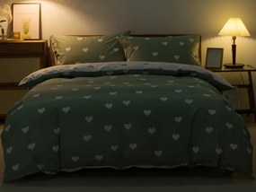XPOSE® Bavlnené Renforcé obliečky SRDCOVKA DUO - biele/tmavo zelené