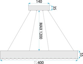 Toolight Toolight, LED stropné svietidlo 40cm, 24W, 4000K, 2500lm, MS018-CP, ružové zlato, OSW-09630