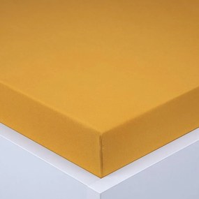 Napínacia plachta na posteľ jersey EXCLUSIVE horčicová 180 x 200 cm