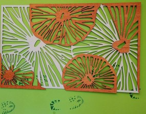 SENTOP | Vyrezávaný obraz na stenu z drevenej preglejky orange 3D efekt  KODJAK  I SENTOP PR0299 5 casti