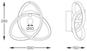 Zuma Line MB9717-1-3BGN - LED Nástenné svietidlo INDIGO LED/14W/230V čierna/zlatá