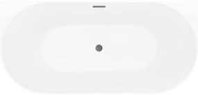Mexen Oval Slim, voľne stojaca vaňa ku stene, 170 x 80 cm, biela-šedá, brúsený grafit prepad, 52661708062-66