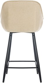 Barová stolička Gibson (SET 2 ks) ~ látka, kovové nohy čierne - Krémová