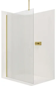 CERANO - Sprchová zástena Walk-in Onyx Top L/P - guľatá vzpera - zlatá kartáčovaná, ryhované sklo - 110x200 cm, CER-CER-8050BD1594