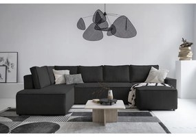 Antracitovosivá menčestrová rozkladacia rohová pohovka (ľavý roh/do tvaru "U") Brave Dave – Miuform