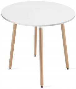 Jedálenský stôl KAMI biely 80 cm so štyrmi stoličkami MARK čierne / hnedé