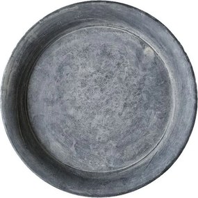 Zinkový antik plechový okrúhly dekoračný podnos / svietnik Dorié - Ø 13*1,5 cm