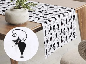 Biante Detský bavlnený behúň na stôl Sandra SA-019 Čierne mačky 35x140 cm