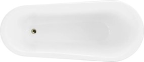 Mexen Retro voľne stojaca vaňa 170 x 75 cm, biela, zlaté nohy - 53251707500-50