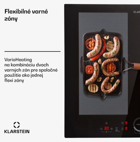 Klarstein Delicatessa 60, vstavaná indukčná varná doska, 7000 W, 4 zóny, sklokeramika, časovač