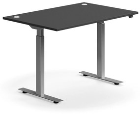 Výškovo nastaviteľný stôl FLEXUS, rovný, 1200x800 mm, strieborný rám, šedá