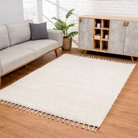Dekorstudio Jednofarebný shaggy koberec PULPY krémový Rozmer koberca: 80x400cm