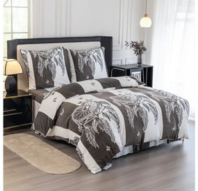 Sada mikroplyšových obliečok TIRSO sivo-biele + obliečka mikroplyš SOFT 180x200 cm biele, dvojlôžko