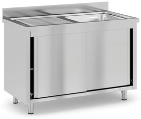 Nerezový umývací stôl so skrinkou, 1 drez, 1200 x 600 x 850 mm