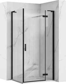 Štvorcový sprchový kút REA HUGO BLACK 80x80 cnm, čierny/transparent - bez vaničky