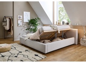 Svetlosivá čalúnená dvojlôžková posteľ s úložným priestorom s roštom 160x200 cm Cube – Meise Möbel