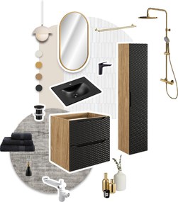 Comad Kúpeľňová skrinka s keramickým umývadlom Ocean Black 70 cm - čierna mat