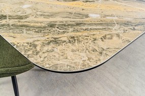 Jedálenský stôl ELEMENTS 180-260 cm rozkladací orechový rám s keramickou doskou, taupe béžový mramorový vzhľad