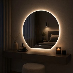 Mereo Mereo, zrkadlo okrúhle s rovnou hranou 800x740 mm, ambientné LED osvetlenie a odhmlievanie, MER-CN185