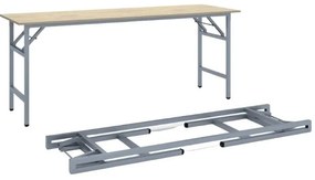 Konferenčný stôl FAST READY, 170x50 cm, sivostrieborná podnož, dub prírodný
