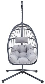 Autronic BONTEC Závesné kreslo, kov, polyratan, sivá, AZ-V1269 GREY Farba: Šedá