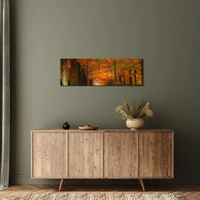 Obraz - Jeseň Alej stromov (s hodinami) (90x30 cm)