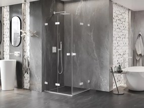 Mexen Lunar-F Duo, skladací sprchový kút 100 x 100 cm, 8mm číre sklo, biely profil, 836-100L-100P-20-00