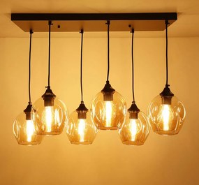 Candellux Čierno-hnedý závesný luster Aspa pre žiarovku 6x E27 36-00620