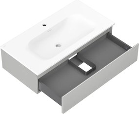 Mexen Orio, kúpeľňová skrinka 90 cm s umývadlom Vela, 1 zásuvka, šedá matná/biela matná, 91A10-09023-1-BF62-W23M01