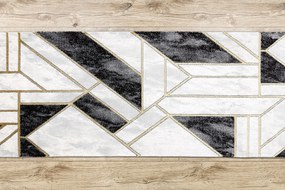 Behúň EMERALD 1015 Glamour exclusive, mramor, geometrický, čierny + zlatá