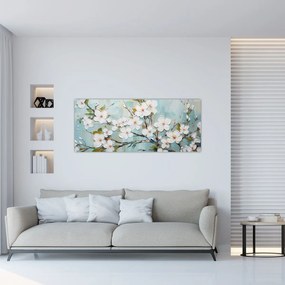 Obraz - Maľba, kvitnúce vetvy stromu (120x50 cm)