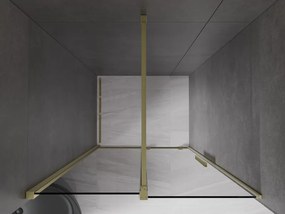 Mexen Velar, posuvné sprchové dvere do otvoru 90 cm, 8mm šedé sklo, zlatá matná, 871-090-000-41-55