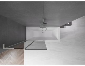 Mexen Velar L, 2-krídlová posuvná vaňová zástena 100 x 150 cm, 8mm šedé sklo, brúsená oceľ, 896-100-003-41-97